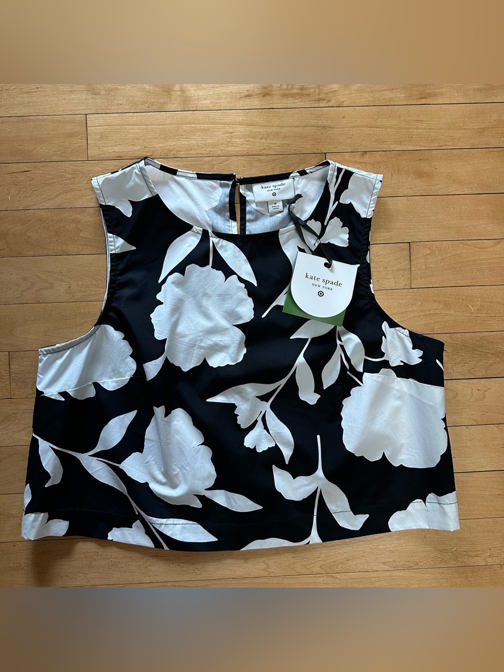 Kate Spade for Target Black & White Floral Boxy Crop Top